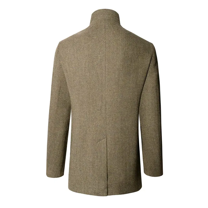 Men's Herringbone Stand Collar Single-Breasted Casual Coat MTA1668I5Z sold by Manly product image thumbnail 4