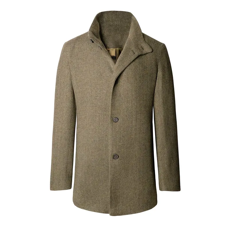 Men's Herringbone Stand Collar Single-Breasted Casual Coat MTA1668I5Z sold by Manly product image thumbnail 3