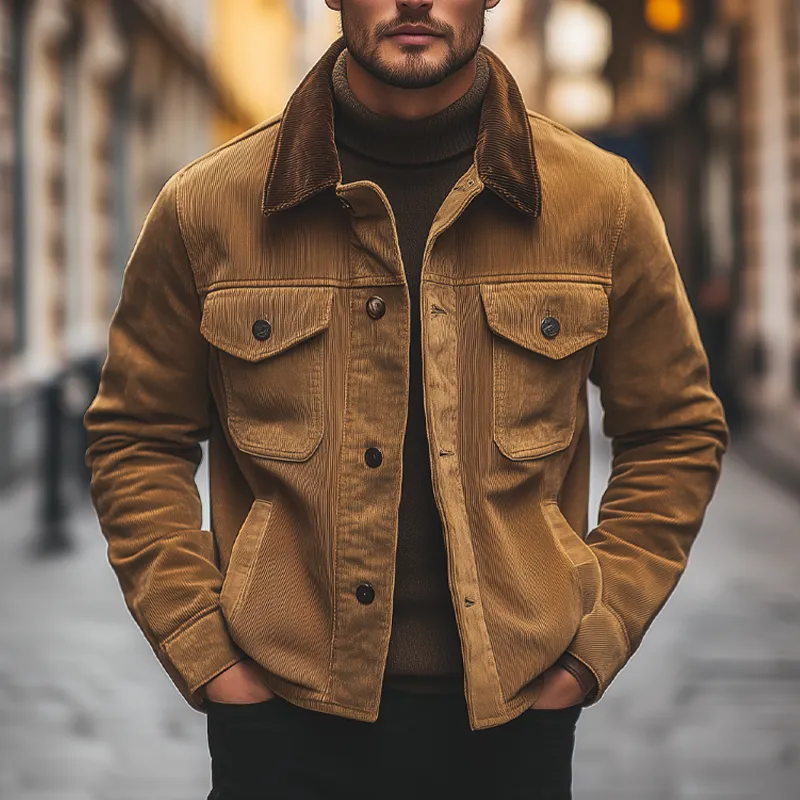 Men's Vintage Corduroy Colorblock Single Breasted Jacket MTA1636I0X sold by Manly product image thumbnail 4