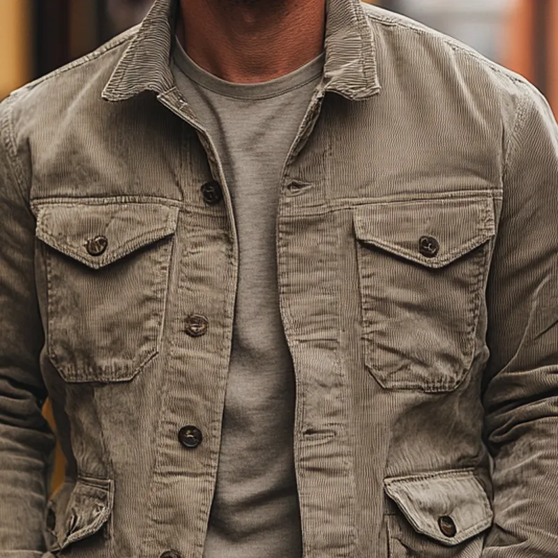 Men's Vintage Corduroy Lapel Loose Jacket MTA1642I4X sold by Manly product image thumbnail 2