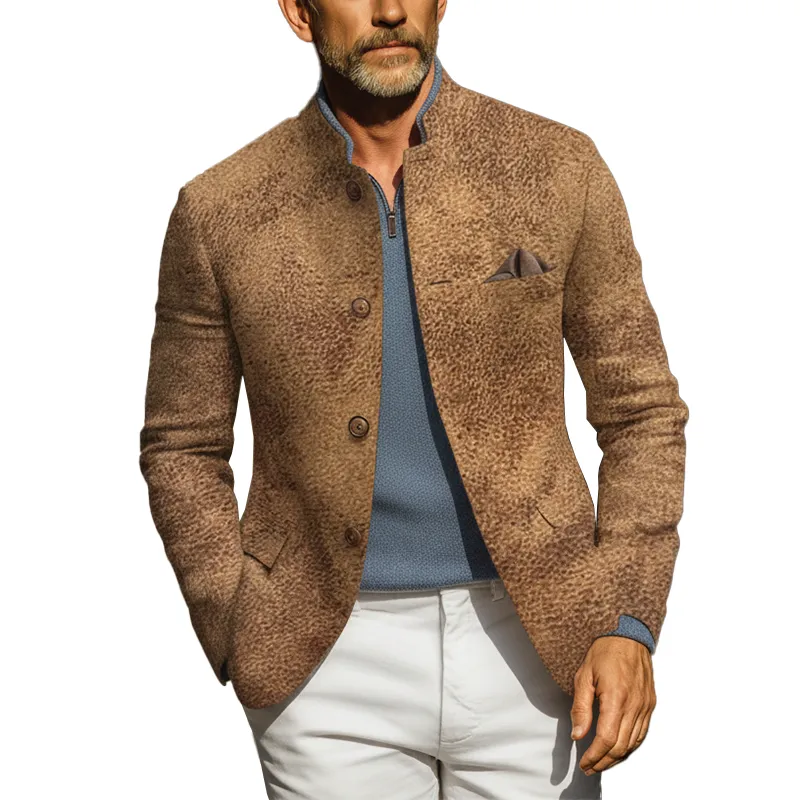 Men's Autumn Retro Texture PU Faux Leather Stand Collar Jacket MTA1684I2P sold by Manly