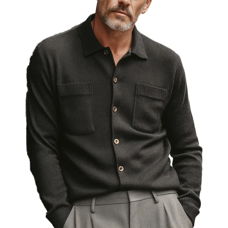 Men's Autumn Fashion Solid Color Knitted Pocket Thin Cardigan MTA1627I1P sold by Manly