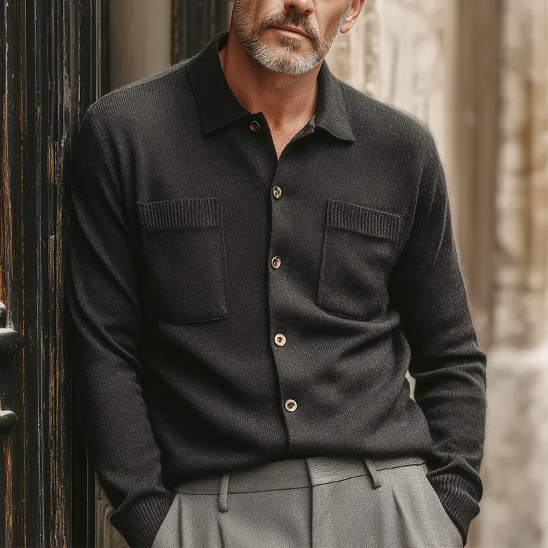 Men's Autumn Fashion Solid Color Knitted Pocket Thin Cardigan MTA1627I1P sold by Manly product image thumbnail 2