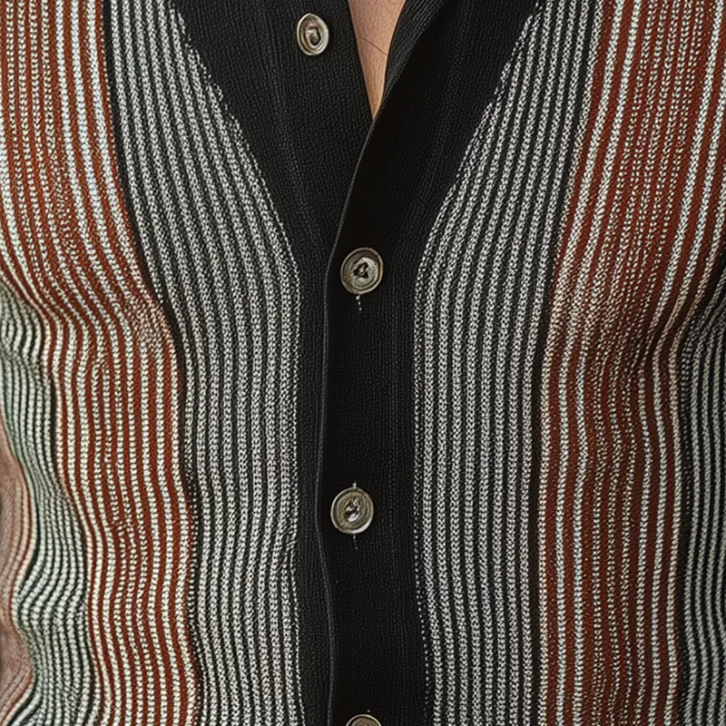 Men's Autumn Fashion Contrast Color Vertical Stripes Knitted Sweater Cardigan MTA1645I7P sold by Manly product image thumbnail 4