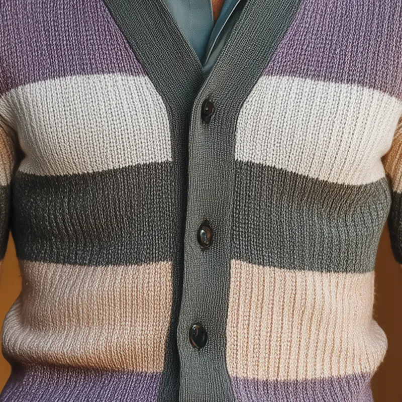 Men's Autumn Fashion Contrast Stripe Knitted Sweater Cardigan MTA1686I5P sold by Manly product image thumbnail 4