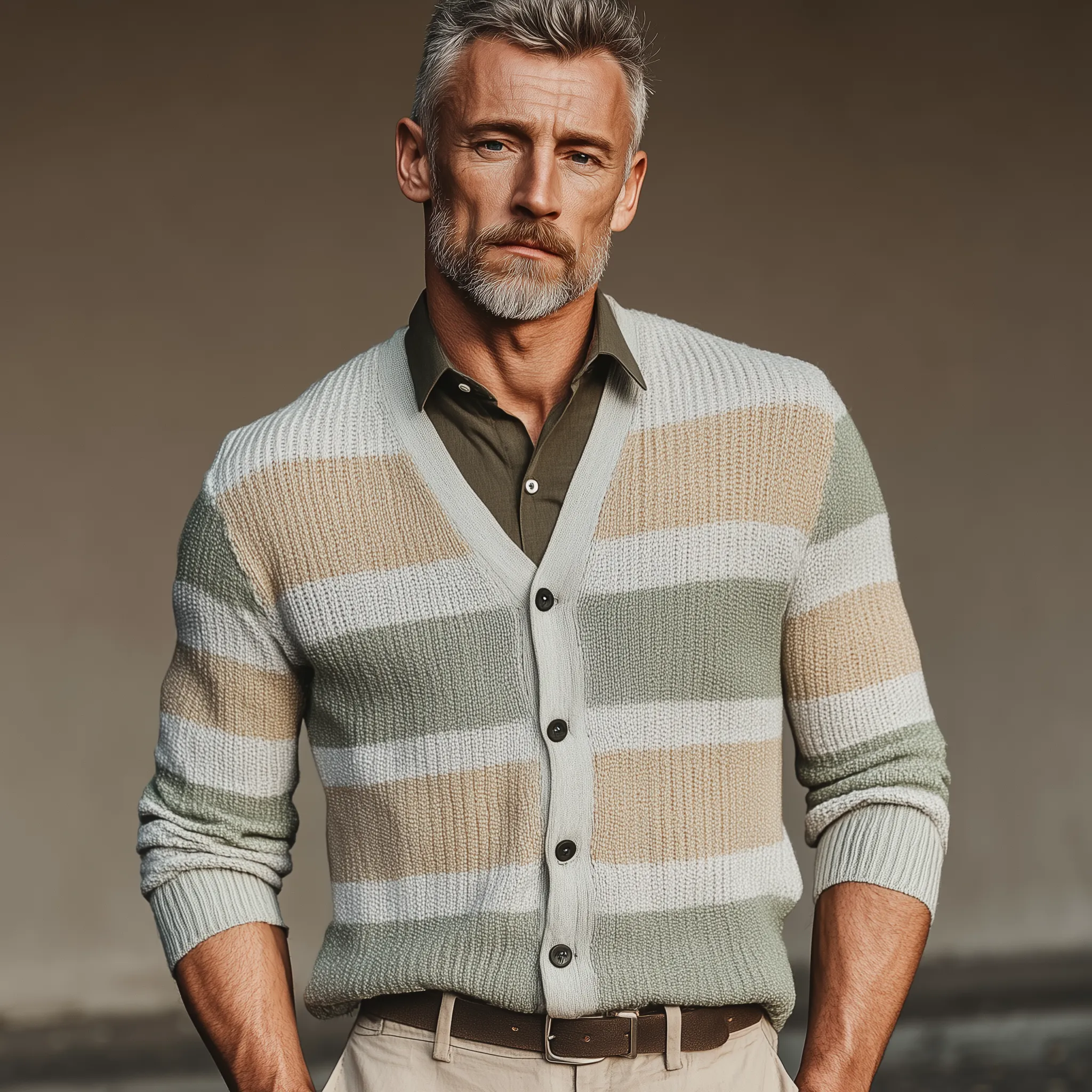 Men's Autumn Fashion Contrast Stripe Knitted Sweater Cardigan MTA1630I4P sold by Manly product image thumbnail 4