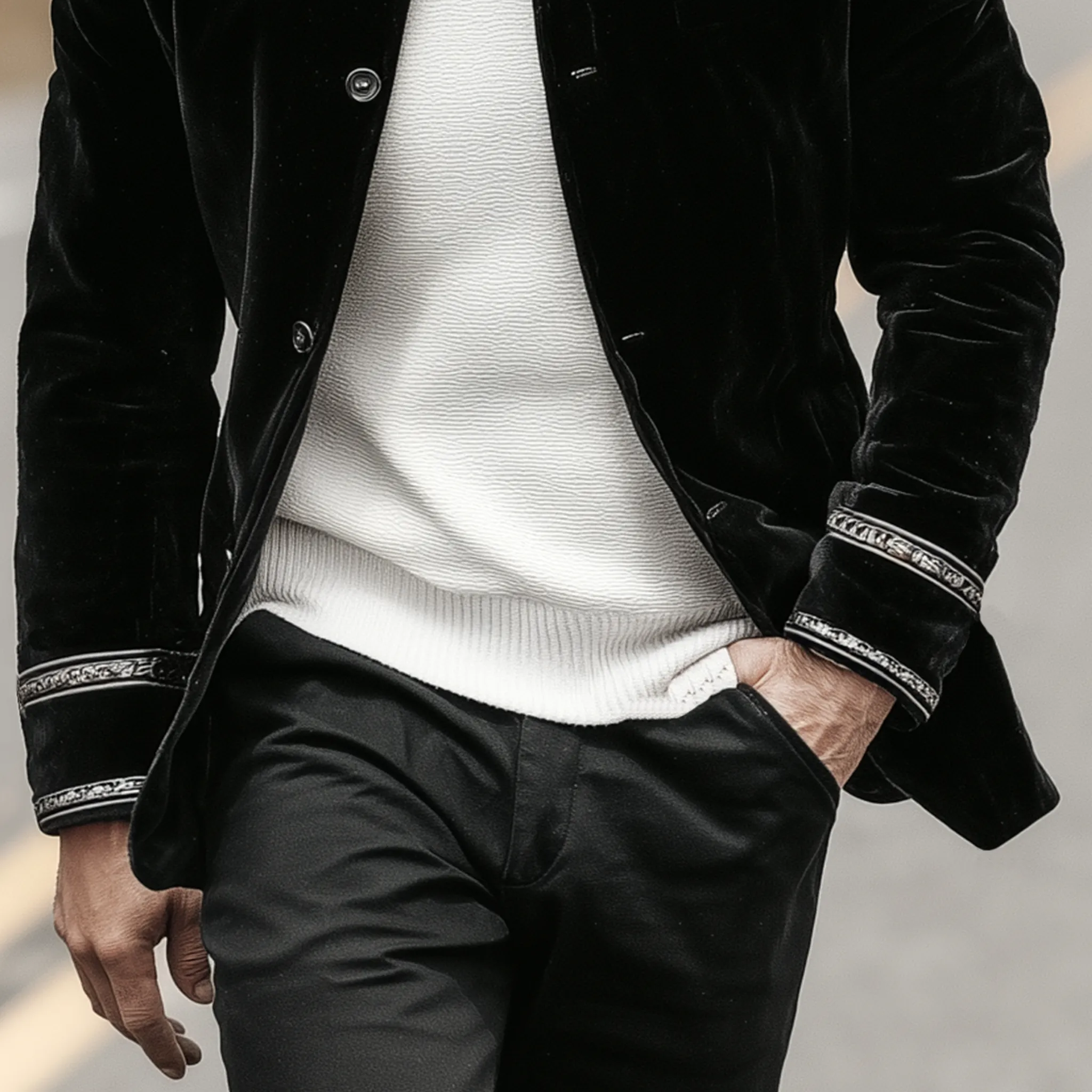 Men's Classic Retro Stand-up Collar Embroidered Velvet Jacket MTA1662I5K sold by Manly product image thumbnail 5