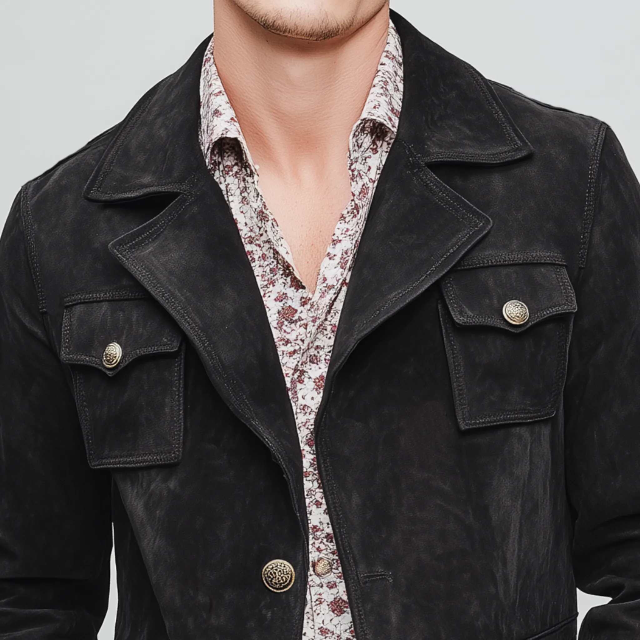 Men's Classic Vintage Lapel Multi-Pocket Faux Suede Single-Breasted Jacket MTA1947I0K sold by Manly product image thumbnail 4