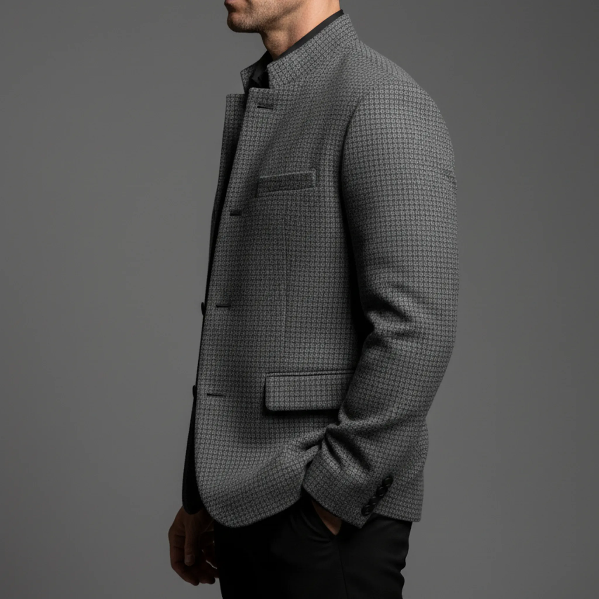 Men's Classic Retro Stand Collar Woven Faux Woolen Slim Jacket MTA1835I7K sold by Manly product image thumbnail 4