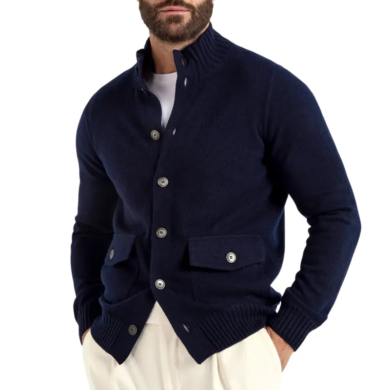 Men's Classic Light Business Stand Collar Single-breasted Knitted Cardigan MTA1977I2K sold by Manly