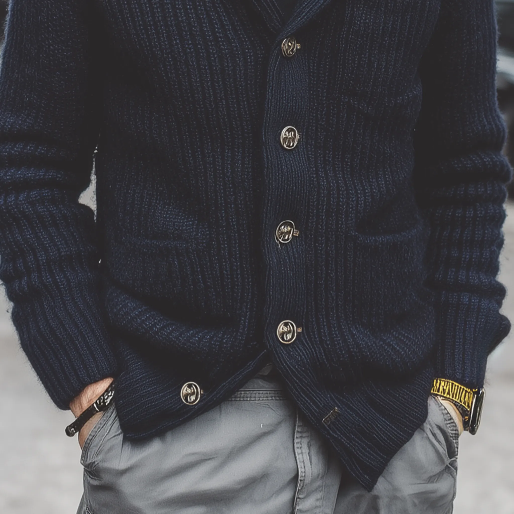 Men's Classic Casual Multi-pocket Slim Fit Knitted Cardigan MTA1931I9K sold by Manly product image thumbnail 5