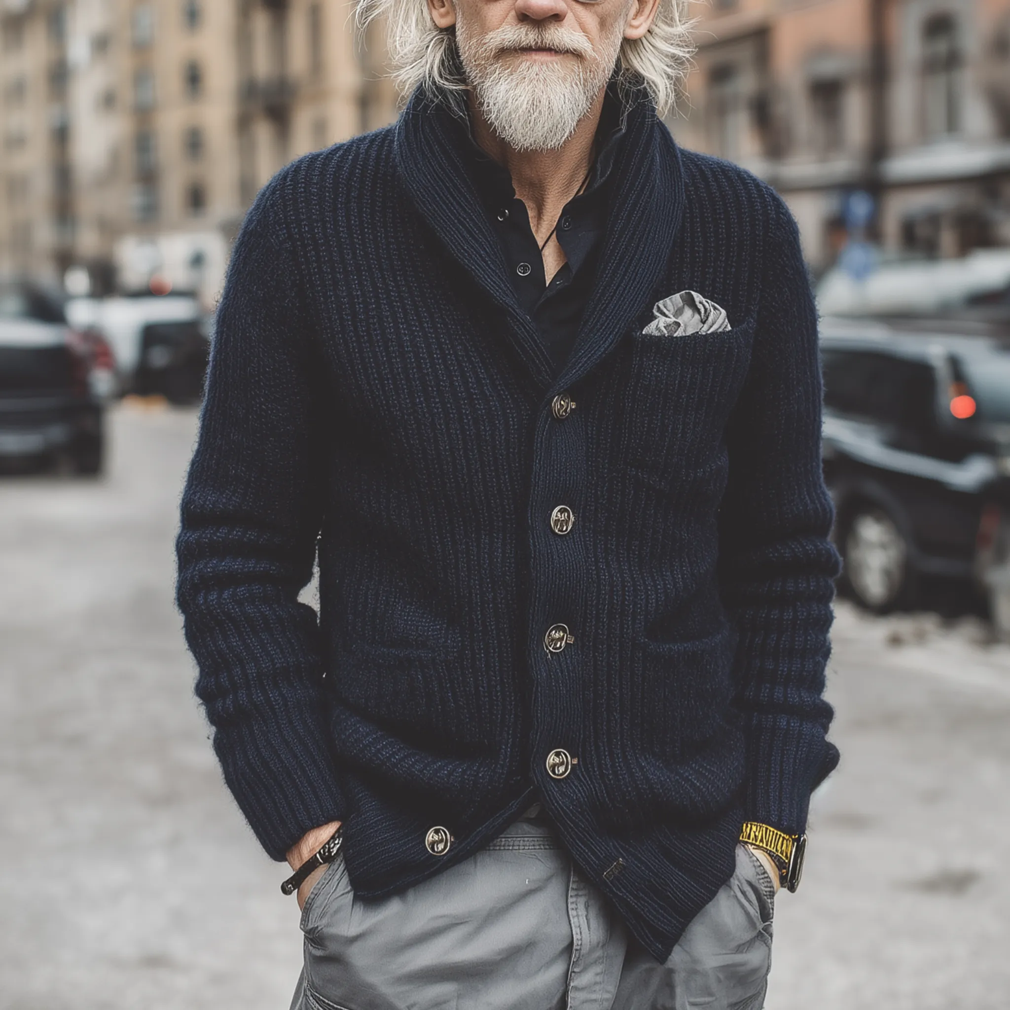 Men's Classic Casual Multi-pocket Slim Fit Knitted Cardigan MTA1931I9K sold by Manly product image thumbnail 2