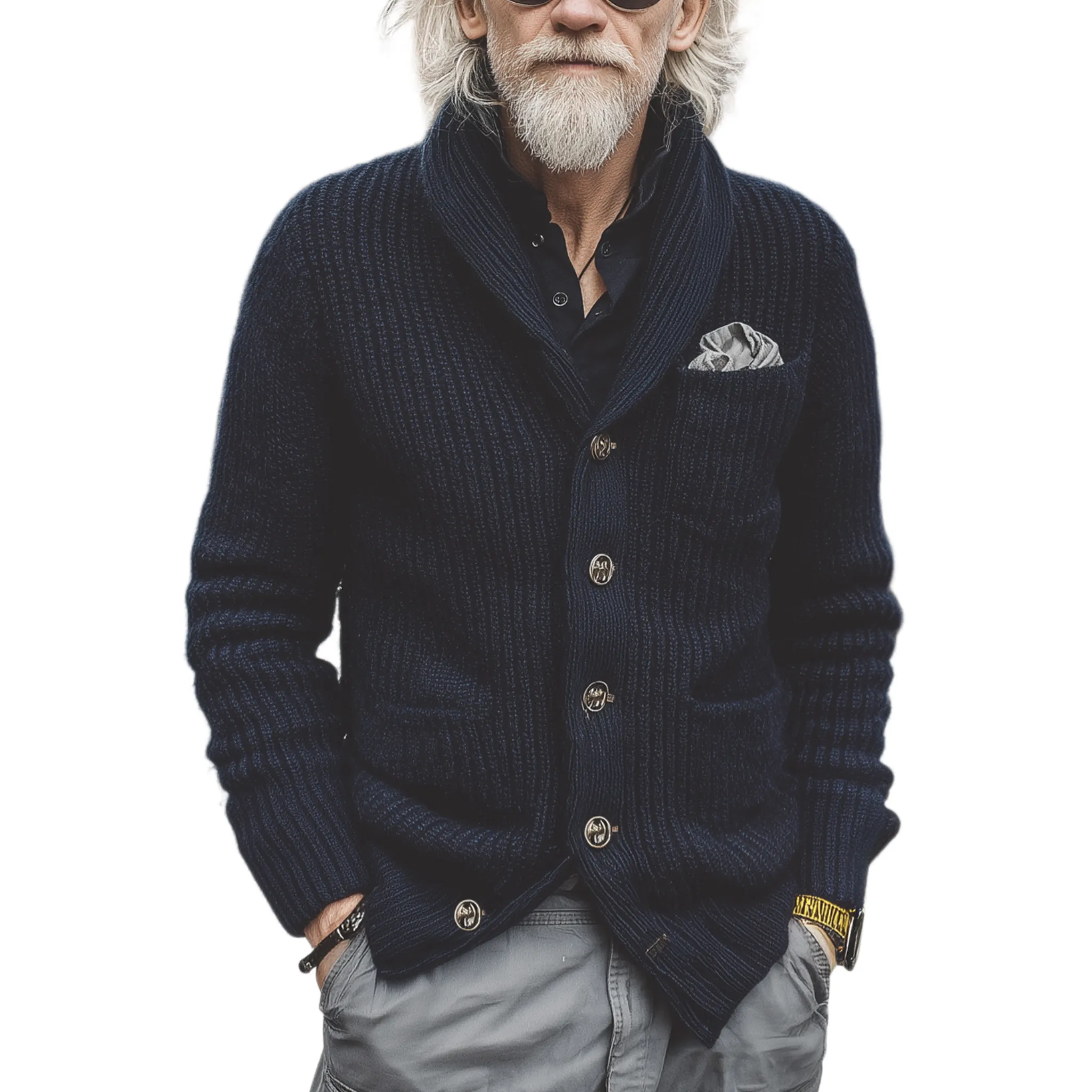 Men's Classic Casual Multi-pocket Slim Fit Knitted Cardigan MTA1931I9K sold by Manly