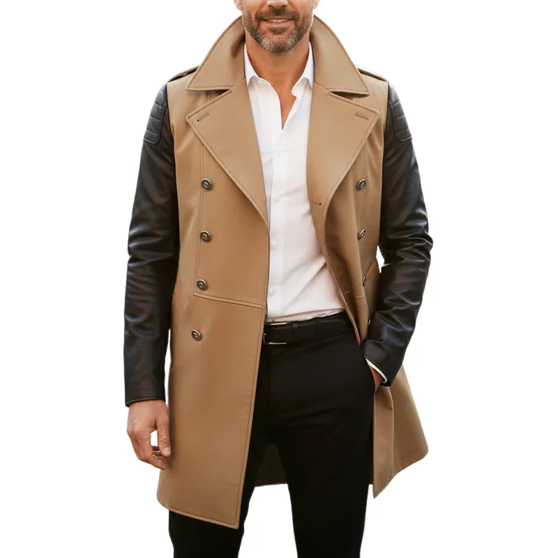 Men's Classic Patchwork Fabric  Double-breasted Coat MTA1931I2U sold by Manly