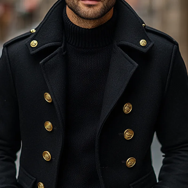 Men's Vintage Solid Color Loose Double Breasted Lapel Blended Jacket MTA1944I4X sold by Manly product image thumbnail 3