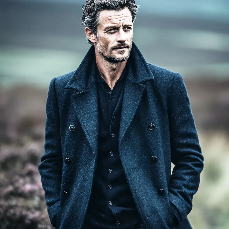 Men's Vintage Faux Wool Lapel Double Breasted Mid-length Coat MTA1810I7Z sold by Manly product image thumbnail 3