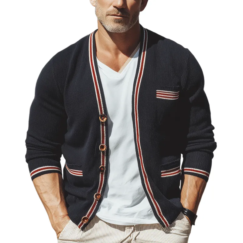 Men's Classic Color-block Button-down Knitted Cardigan MTA1885I7U sold by Manly