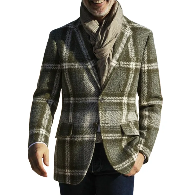 Men's Classic Plaid-patterned Blend Fabric Double-breasted Blazer MTA1820I0U sold by Manly