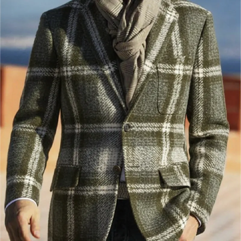 Men's Classic Plaid-patterned Blend Fabric Double-breasted Blazer MTA1820I0U sold by Manly product image thumbnail 2