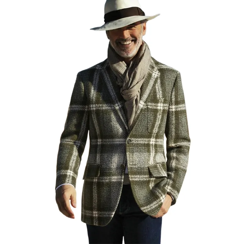 Men's Classic Plaid-patterned Blend Fabric Double-breasted Blazer MTA1820I0U sold by Manly product image thumbnail 3