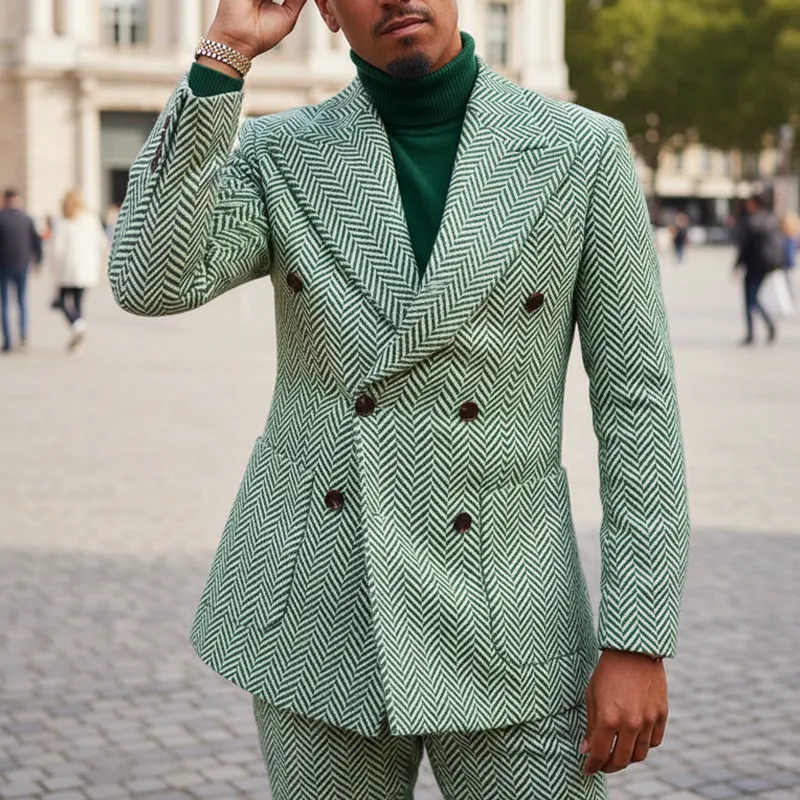 Men's classic herringbone double-breasted Blazer MTA1814I0U sold by Manly product image thumbnail 2