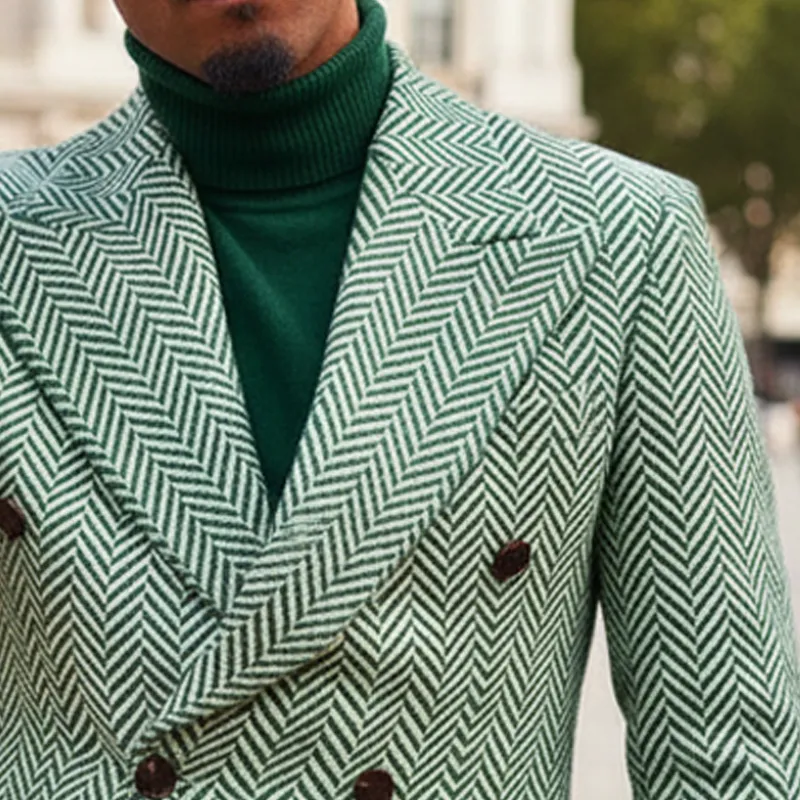 Men's classic herringbone double-breasted Blazer MTA1814I0U sold by Manly product image thumbnail 3