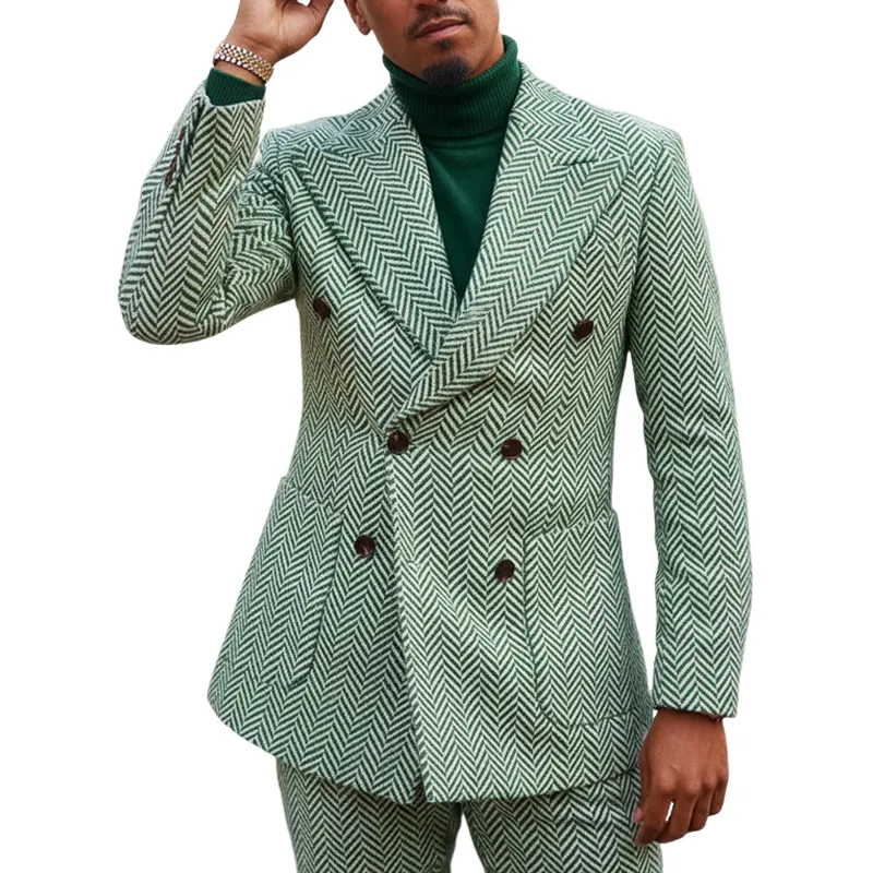 Men's classic herringbone double-breasted Blazer MTA1814I0U sold by Manly