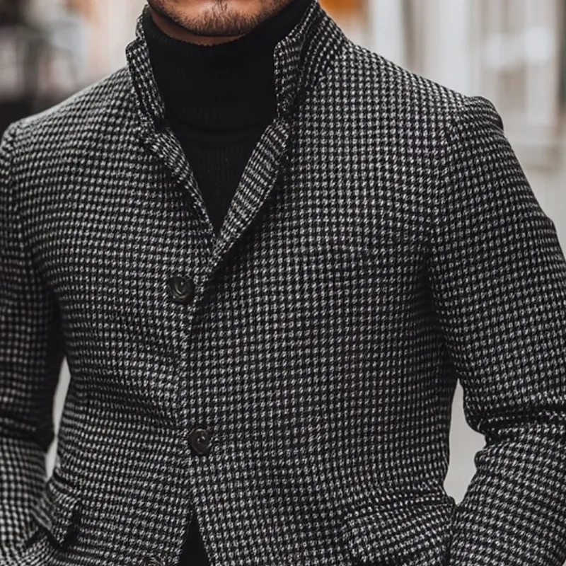 Men's Vintage Houndstooth Jacquard Lapel Jacket MTA1811I1X sold by Manly product image thumbnail 3