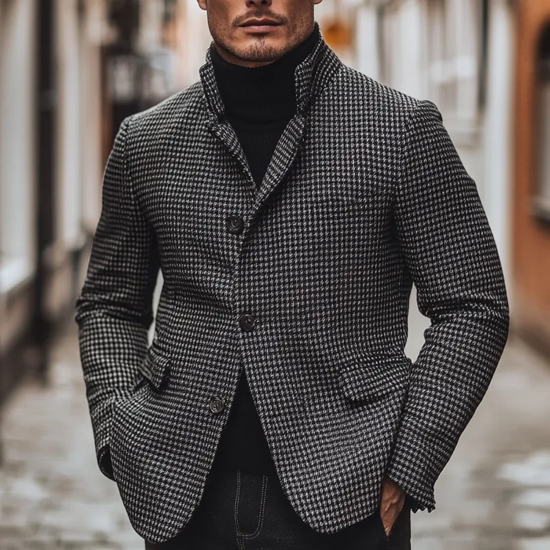 Men's Vintage Houndstooth Jacquard Lapel Jacket MTA1811I1X sold by Manly product image thumbnail 2