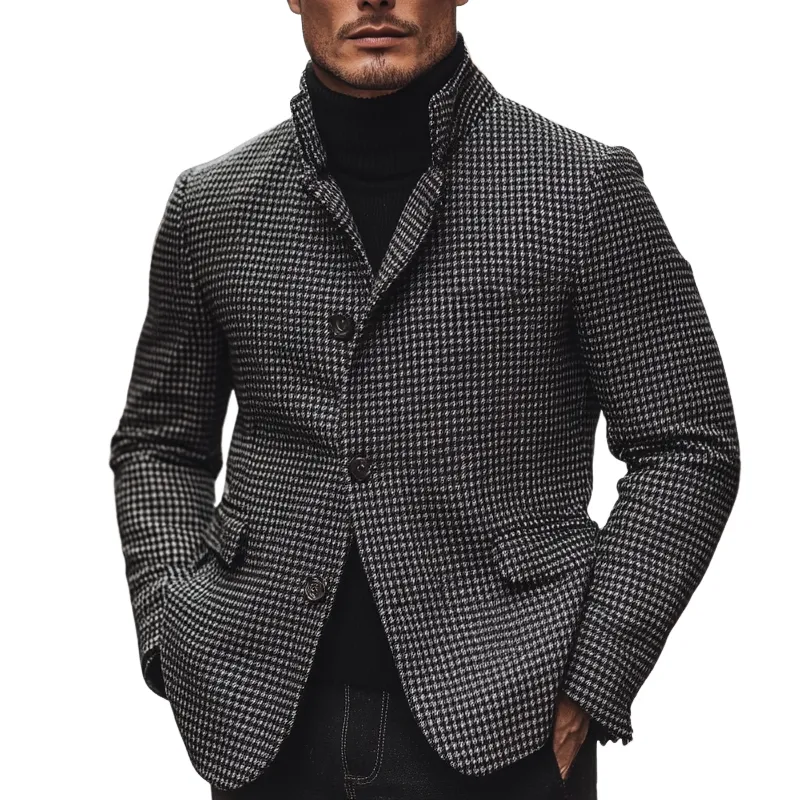 Men's Vintage Houndstooth Jacquard Lapel Jacket MTA1811I1X sold by Manly