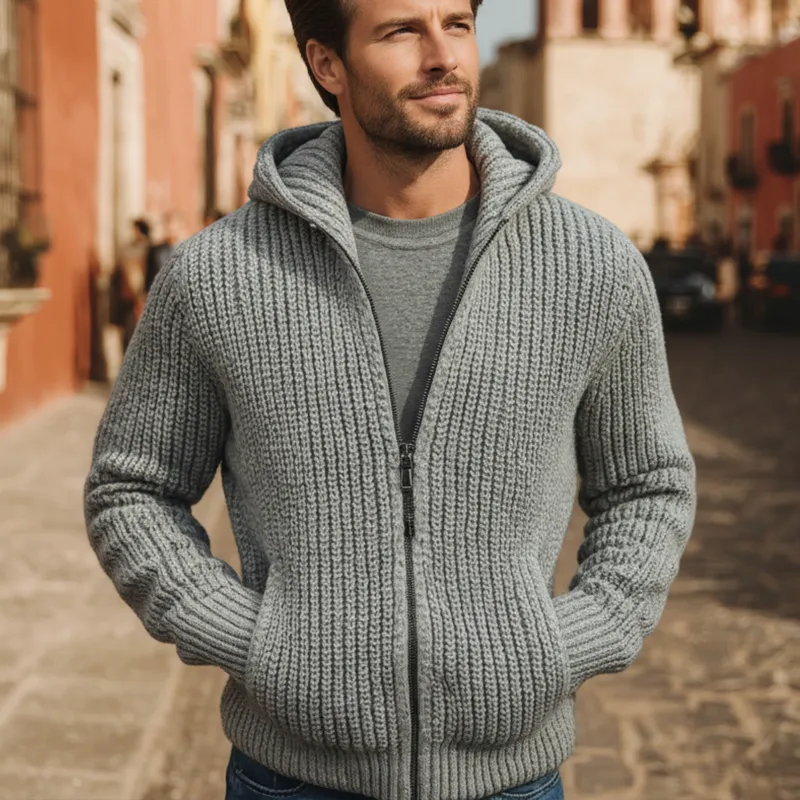 Men's Winter Fashion Cotton Knitted Striped Hooded Cardigan Sweater MTA1822I6P sold by Manly product image thumbnail 2
