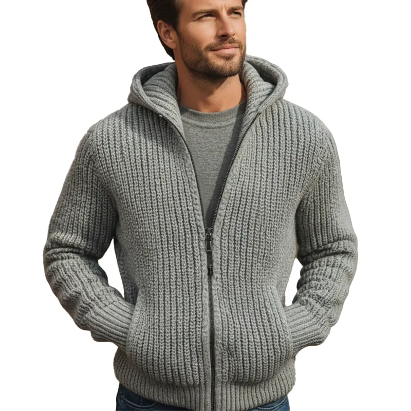 Men's Winter Fashion Cotton Knitted Striped Hooded Cardigan Sweater MTA1822I6P sold by Manly