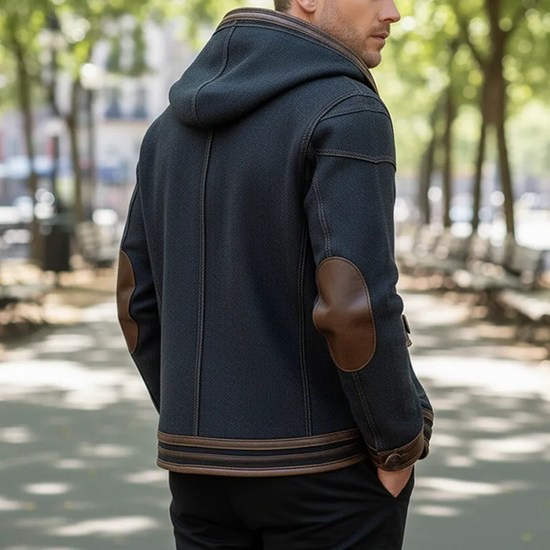 Men's Winter Fashion PU Trim Twill Cotton Hooded Jacket MTA1895I4P sold by Manly product image thumbnail 4