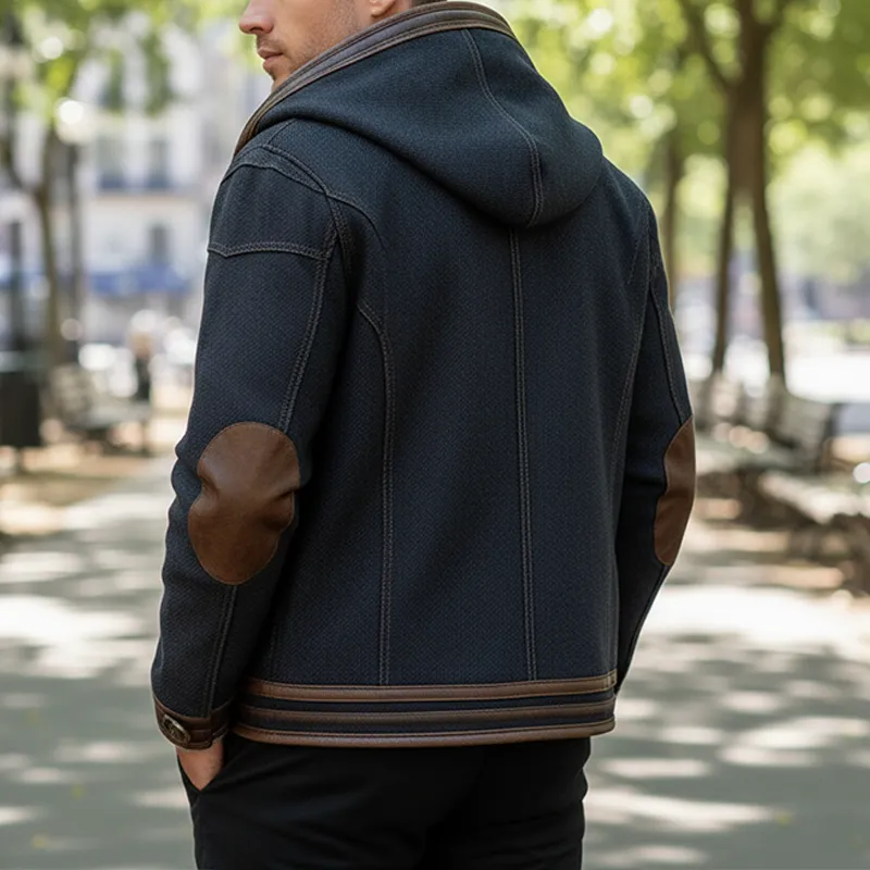 Men's Winter Fashion PU Trim Twill Cotton Hooded Jacket MTA1895I4P sold by Manly product image thumbnail 3