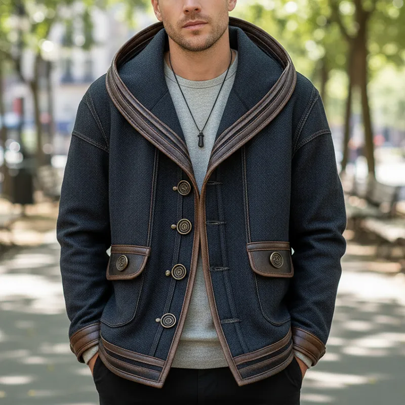 Men's Winter Fashion PU Trim Twill Cotton Hooded Jacket MTA1895I4P sold by Manly product image thumbnail 2