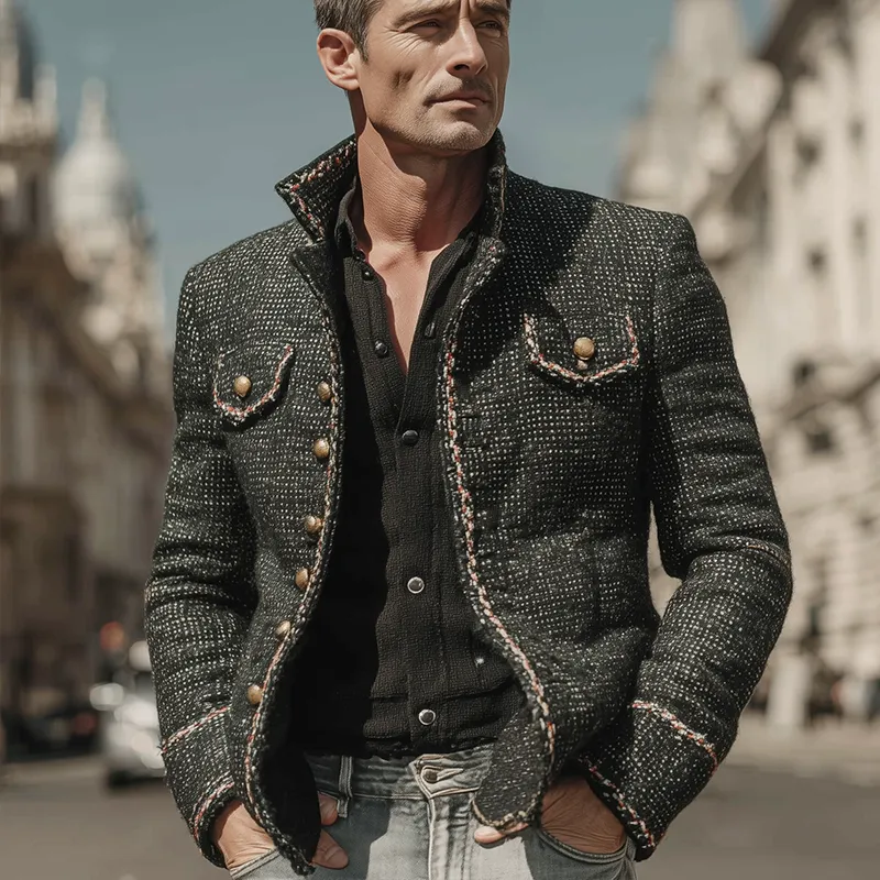 Men's Stylish Winter Jacket With Floral Print And Tweed Fabric MTA1808I4P sold by Manly product image thumbnail 2