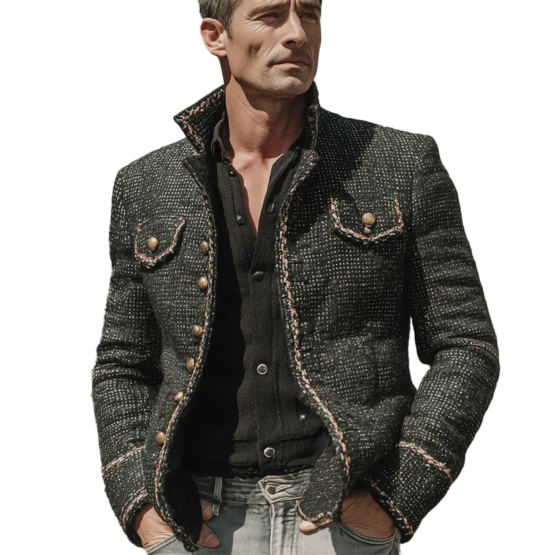 Men's Stylish Winter Jacket With Floral Print And Tweed Fabric MTA1808I4P sold by Manly