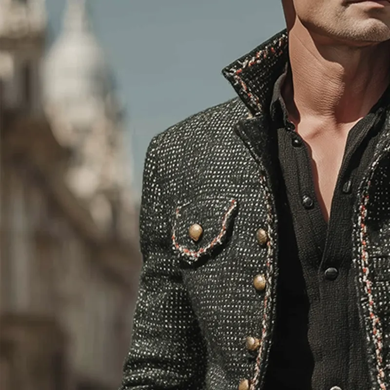 Men's Stylish Winter Jacket With Floral Print And Tweed Fabric MTA1808I4P sold by Manly product image thumbnail 3