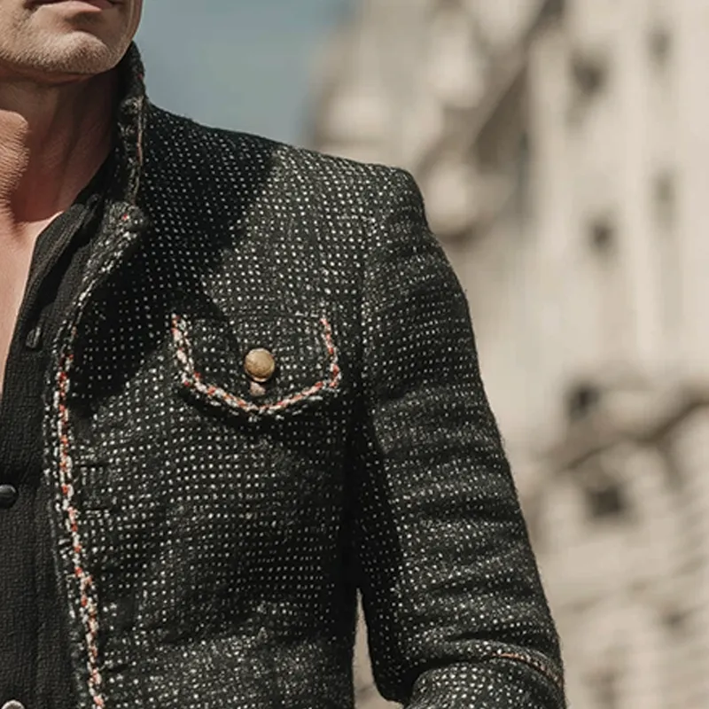 Men's Stylish Winter Jacket With Floral Print And Tweed Fabric MTA1808I4P sold by Manly product image thumbnail 4