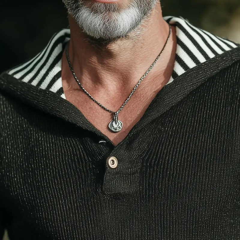 Men's Vintage-style Sailor-collar Striped Cotton Knit Sweater For Winter MTA1818I7P sold by Manly product image thumbnail 3