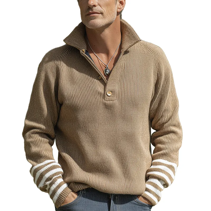 Men's Simple Winter-style Stand-up Collar Cotton Knitted Sweater MTA1850I4P sold by Manly