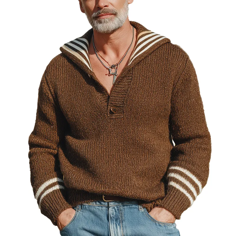 Men's Winter Fashion Sailor Collar Cotton Knitted Sweater MTA1886I3P sold by Manly