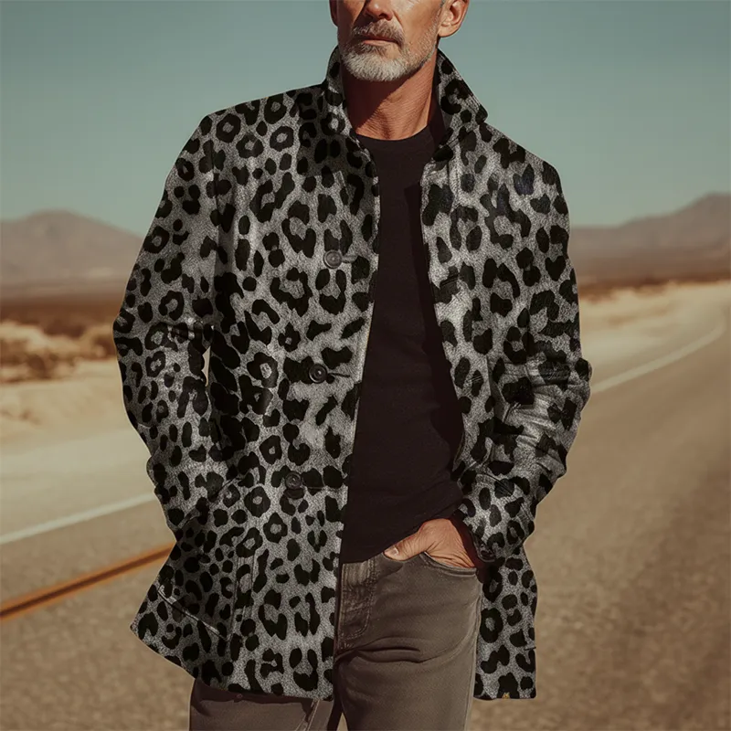Men's Autumn And Winter Fashionable Leopard Print PU Leather Jacket (lined) MTA1949I9P sold by Manly product image thumbnail 2