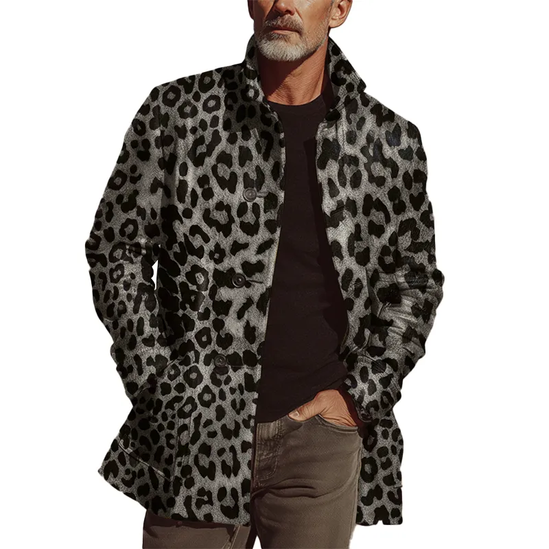 Men's Autumn And Winter Fashionable Leopard Print PU Leather Jacket (lined) MTA1949I9P sold by Manly