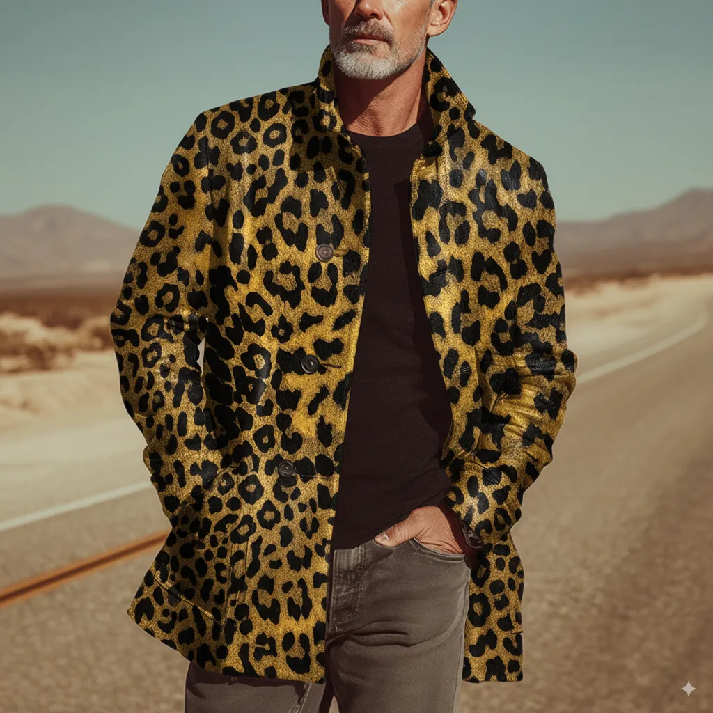 Men's Autumn And Winter Fashionable Leopard Print PU Leather Jacket (lined) MTA1949I9P sold by Manly product image thumbnail 3