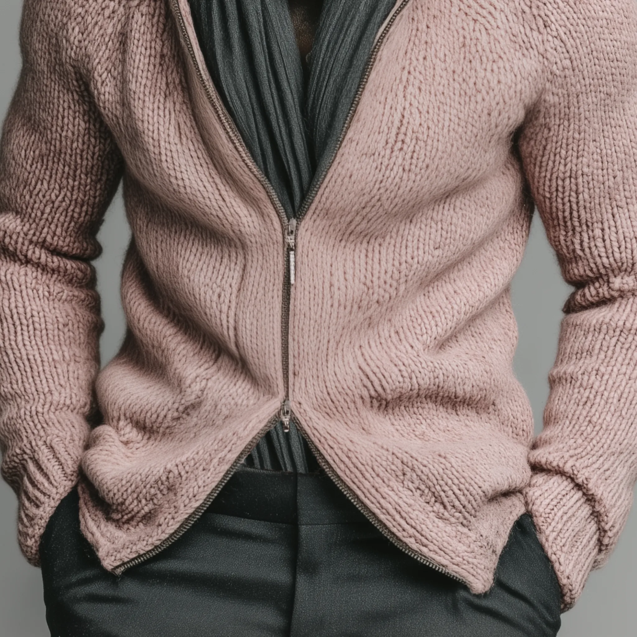 Men's Classic Casual Stand-up Collar Pink Zipper Slim Fit Knitted Cardigan MTA1880I6K sold by Manly product image thumbnail 5