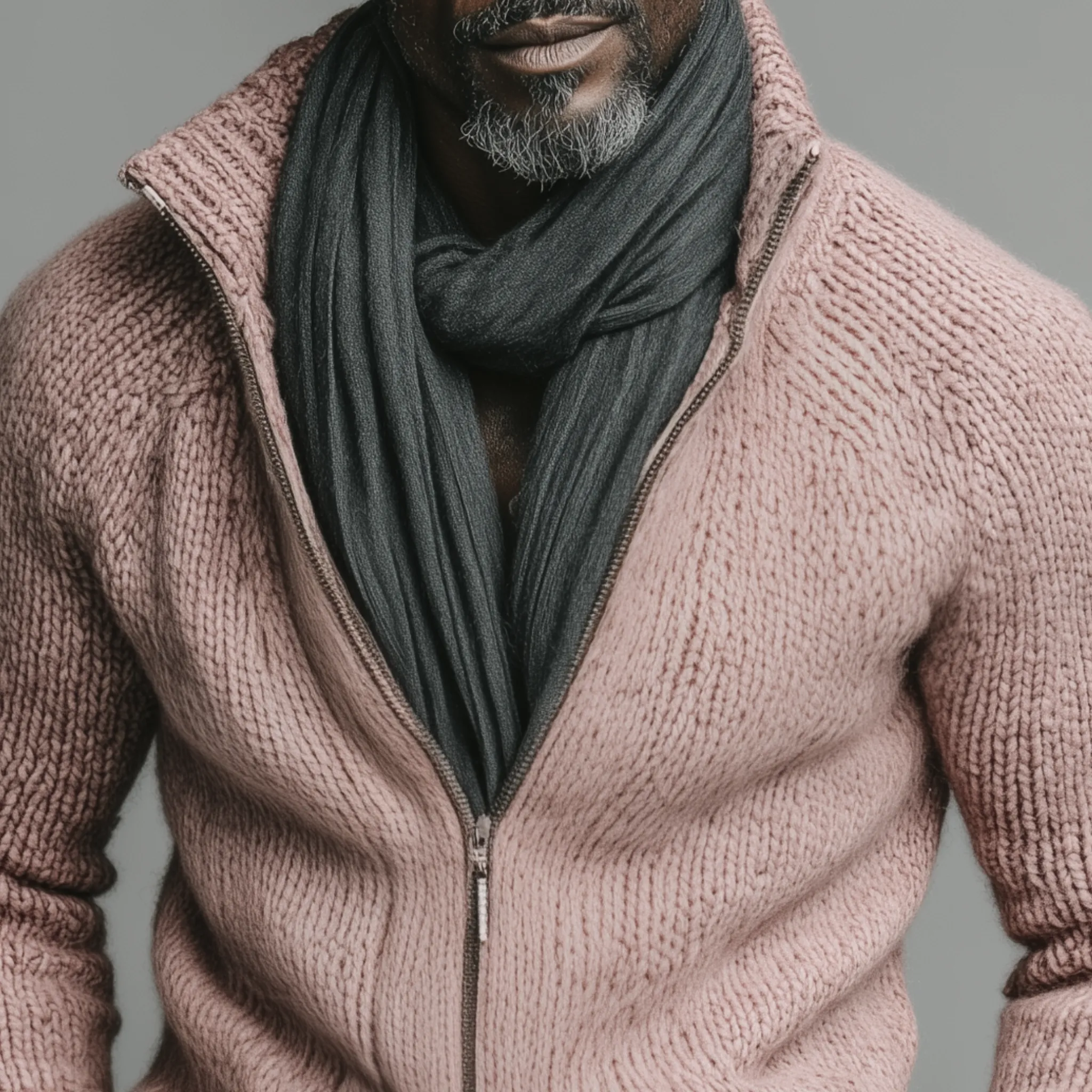 Men's Classic Casual Stand-up Collar Pink Zipper Slim Fit Knitted Cardigan MTA1880I6K sold by Manly product image thumbnail 4