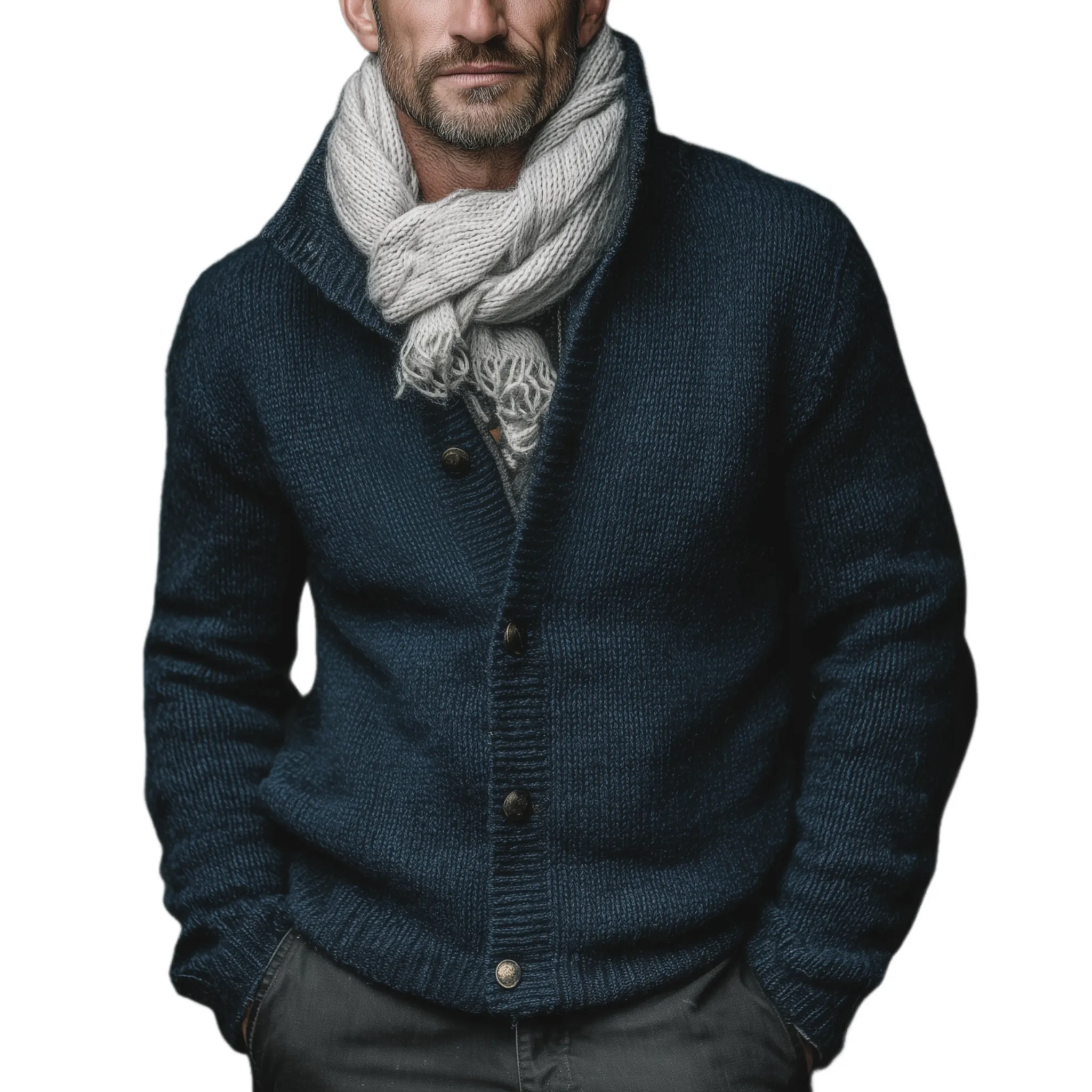 Men's Classic Casual Stand Collar Button Slim Fit Knitted Cardigan MTA1834I5K sold by Manly