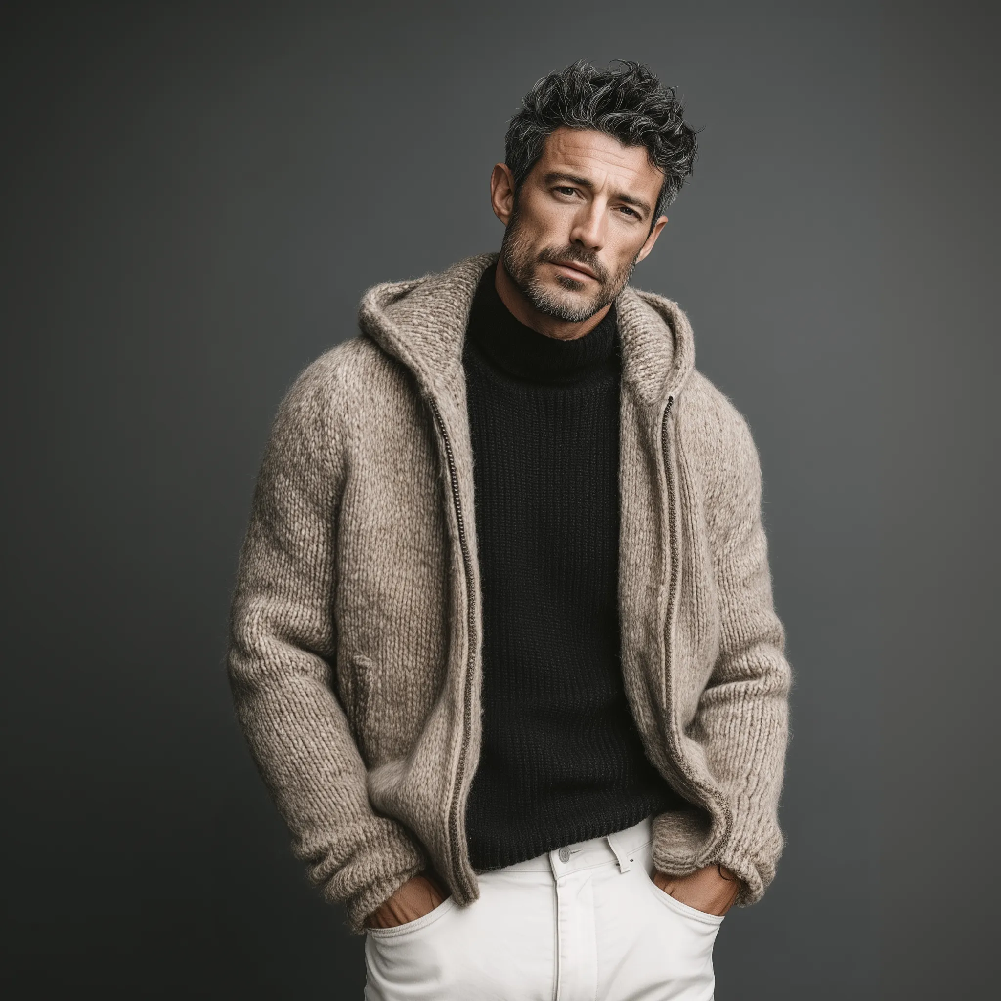 Men's Classic Casual Hooded Zippered Knit Cardigan MTA1859I5K sold by Manly product image thumbnail 3