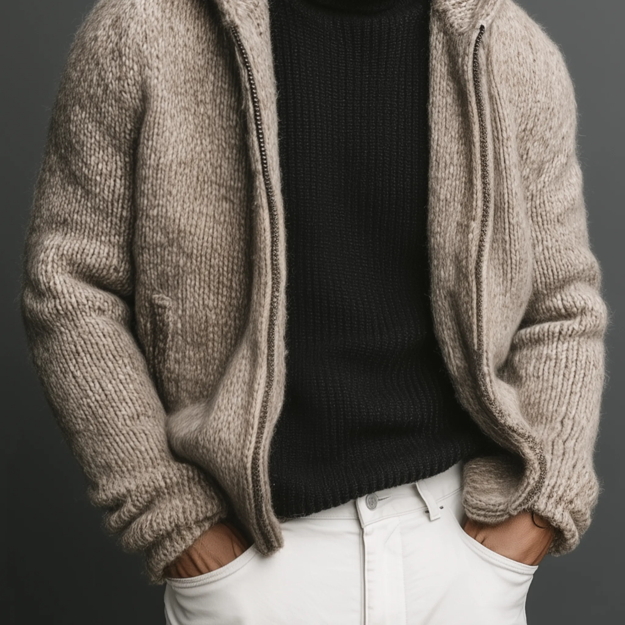 Men's Classic Casual Hooded Zippered Knit Cardigan MTA1859I5K sold by Manly product image thumbnail 5